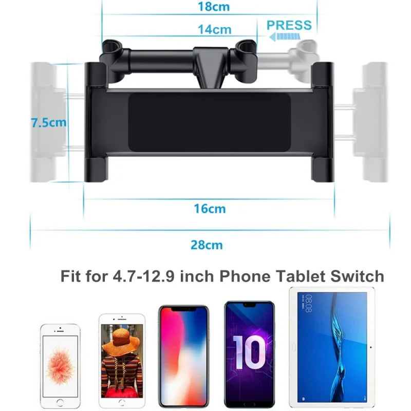 Universal Car Headrest Phone & Tablet Holder – Adjustable Backseat Mount