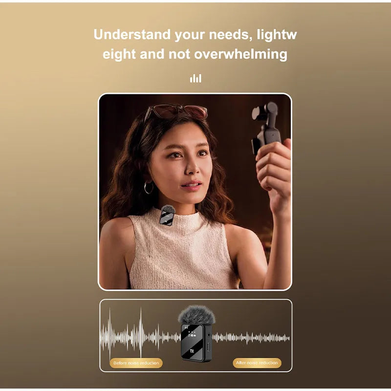 Wireless Lavalier Microphone — Noise-Cancelling