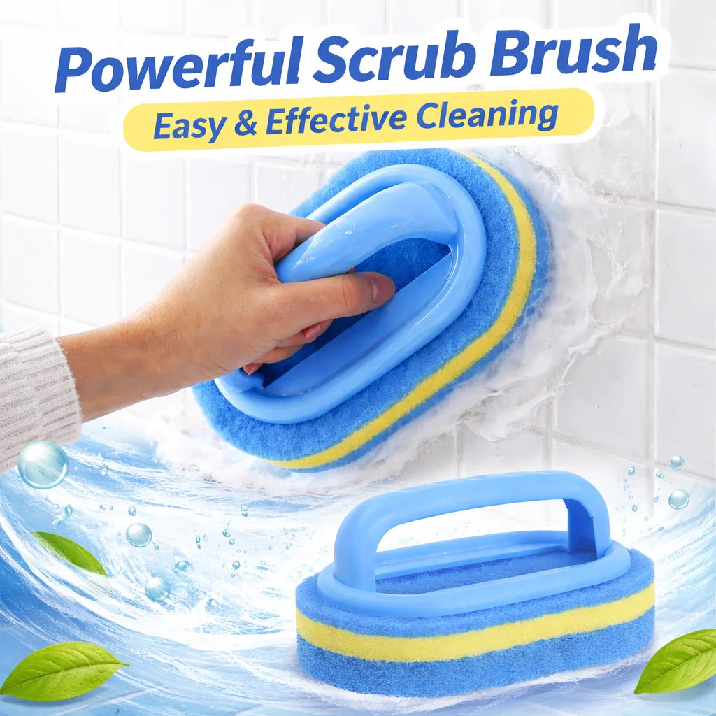 Handheld Magic-Sponge Scrub Brush with Handle for Tub, Tile & Sink