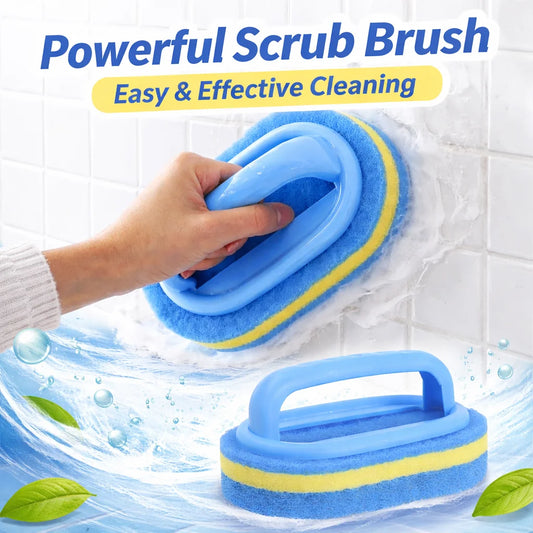 Handheld Magic-Sponge Scrub Brush with Handle for Tub, Tile & Sink