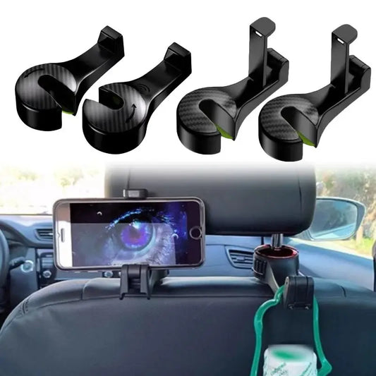 Car Headrest Hooks 2-Pack — Back Seat Hangers for Bags & Groceries
