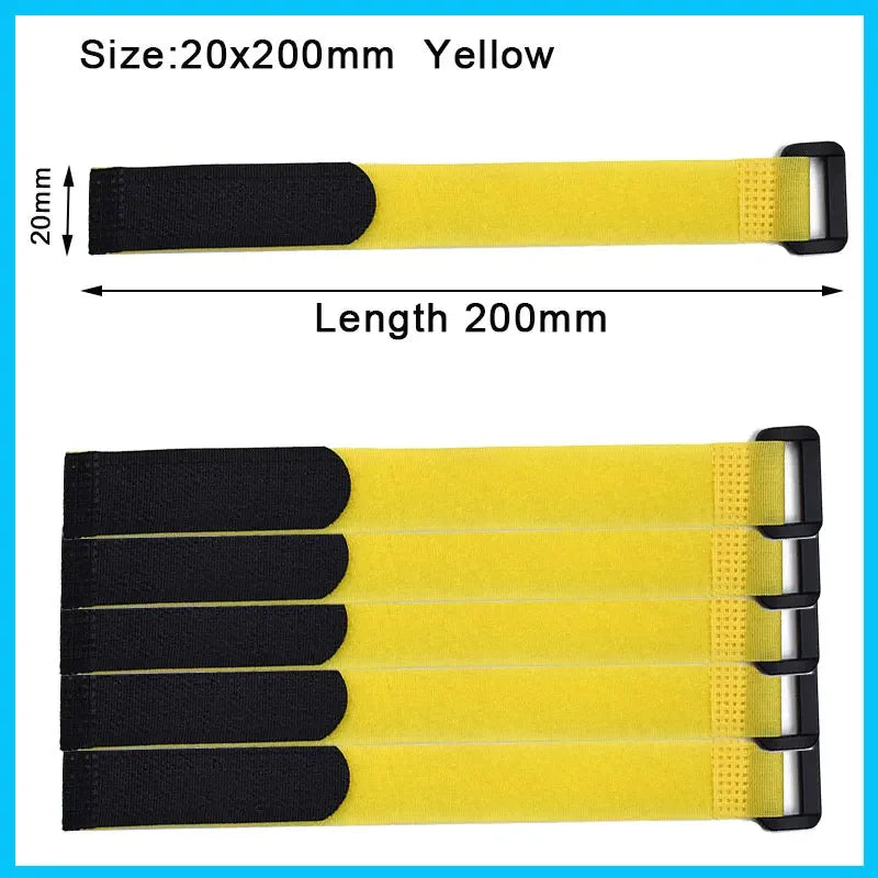 Reusable Hook-and-Loop Cable Tie Straps – 10-Pack Adjustable Nylon Cord Organizers, Black (20x300mm)