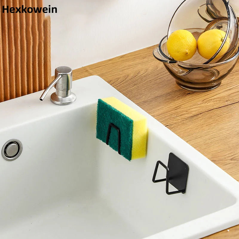 Adhesive Stainless-Steel Sponge & Dishcloth Holder Rack for Kitchen Sink