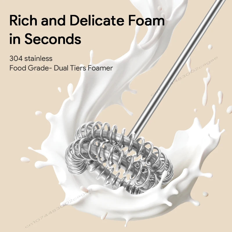 Rechargeable Electric Milk Frother — 3-Speed USB Coffee Whisk