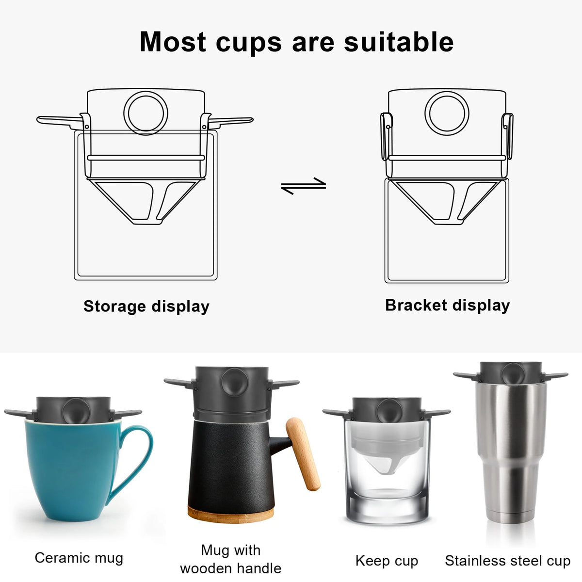 Foldable Stainless Pour-Over Coffee Dripper — Collapsible Filter Cone