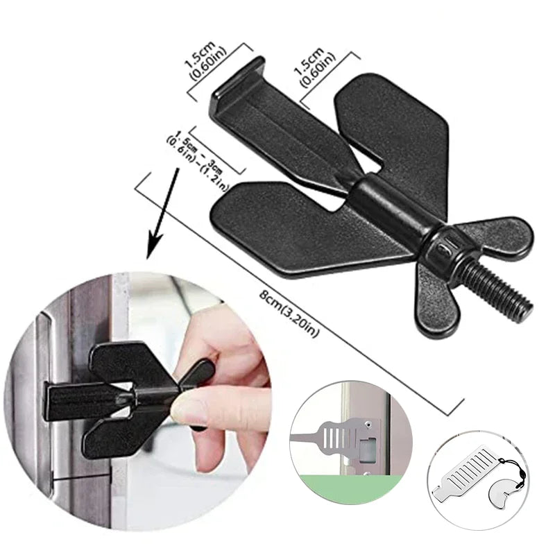 Portable Travel Door Lock — Stainless Steel Hotel & Home Privacy Security Lock