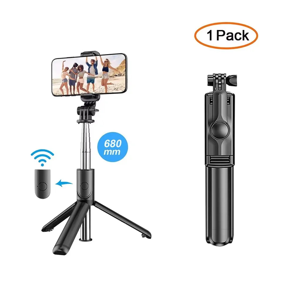 3-in-1 Wireless Bluetooth Selfie Stick Tripod with Remote & LED Fill Light – Universal-Fit Smartphone Holder