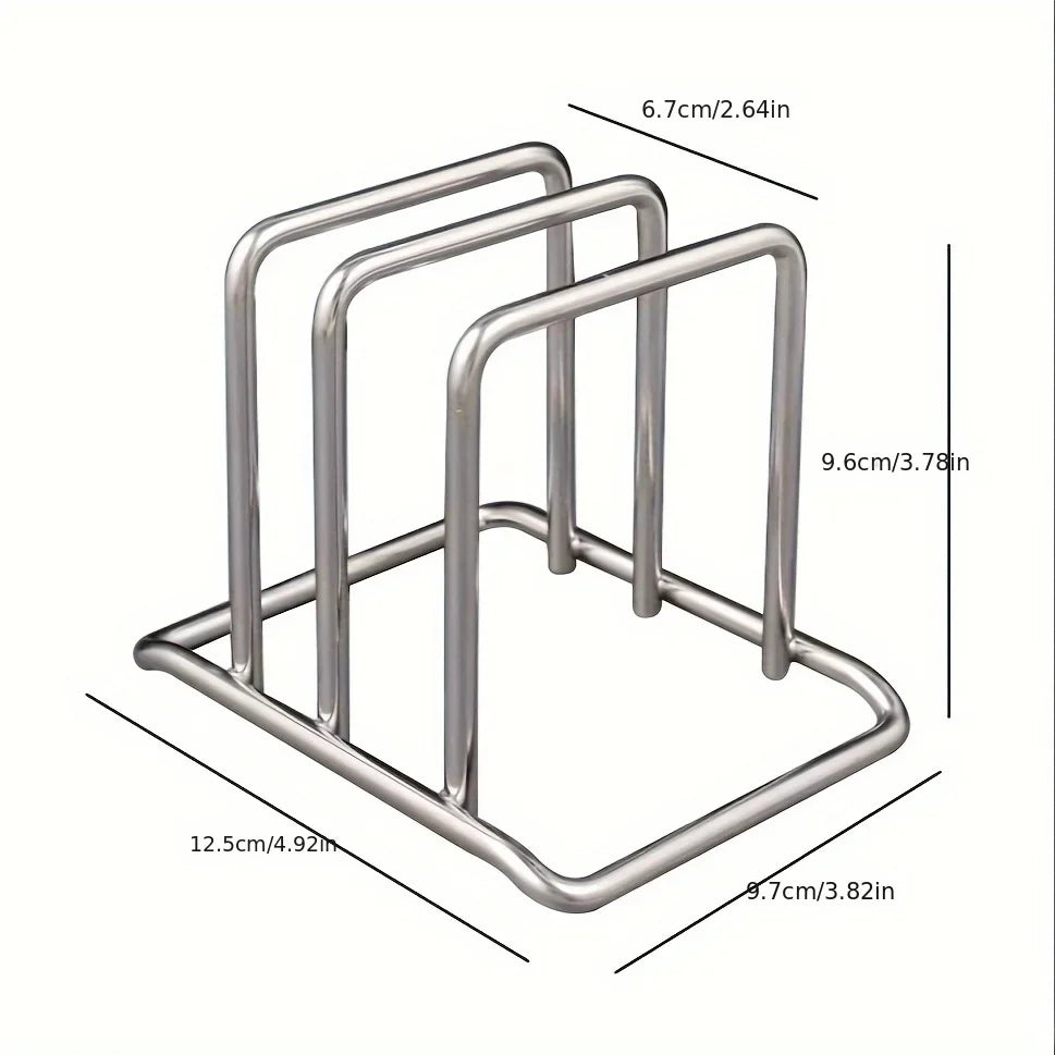 Stainless Pot-Lid & Cutting-Board Organizer Rack