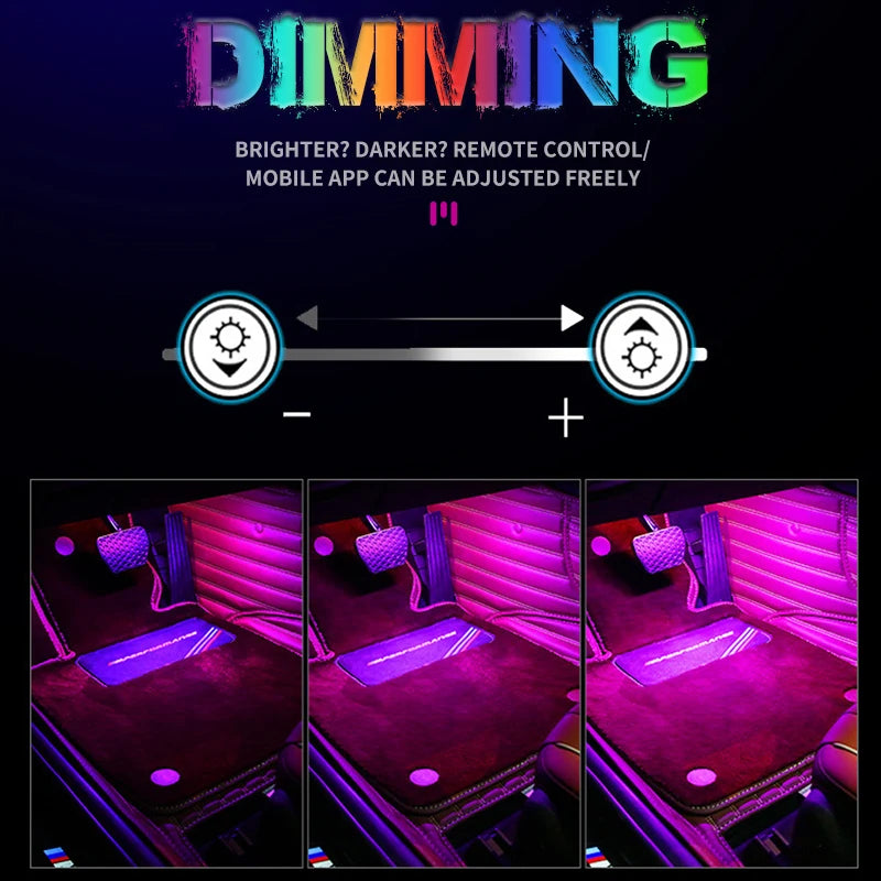 USB Car Ambient LED Light Strip Set 36 LED with Wireless Remote & Music-Sync Mode