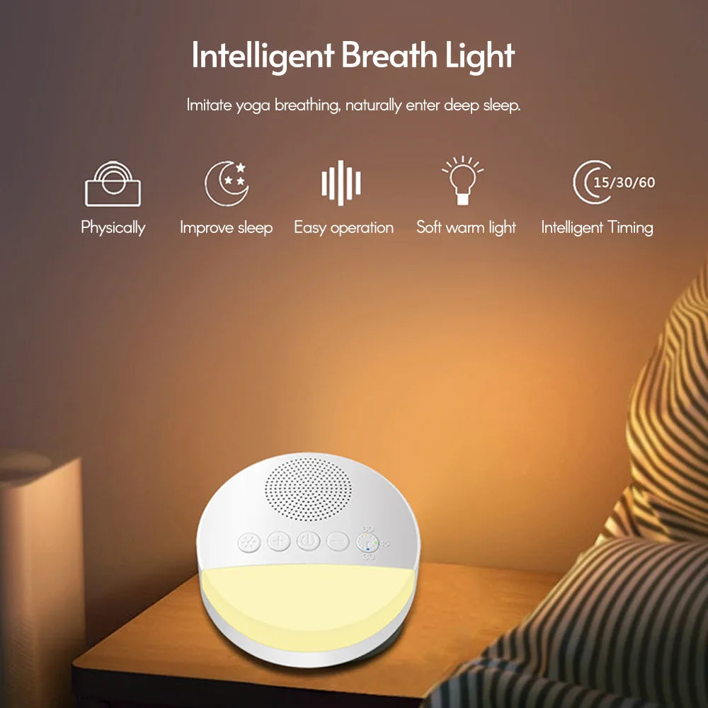 Portable White Noise Sleep Sound Machine — Night Light & Timer