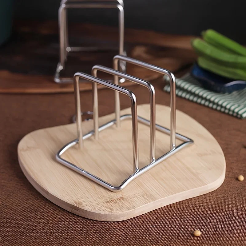 Stainless Pot-Lid & Cutting-Board Organizer Rack