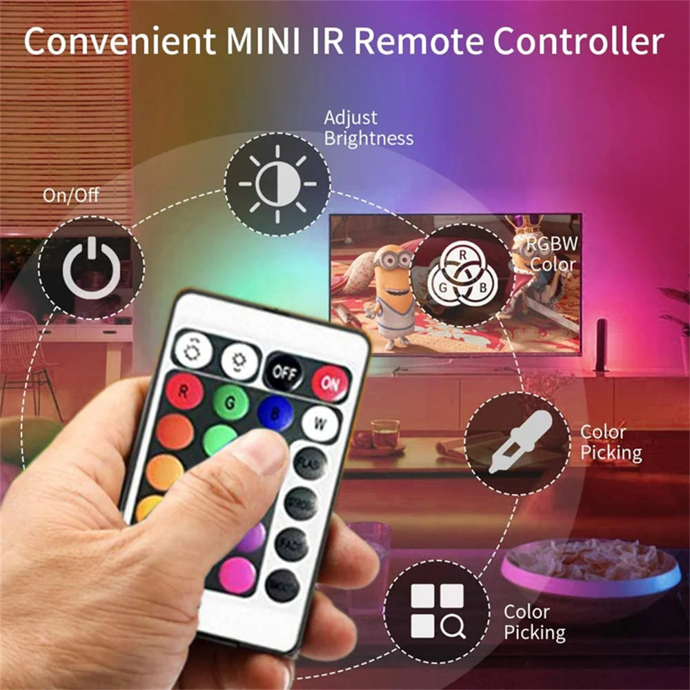 USB RGB LED Bias-Light Strip 2M with IR Remote for Monitor/TV/Desk