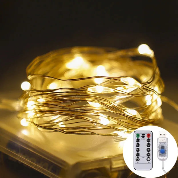 Copper-Wire Fairy String Lights 10m — USB Fairy Lights with Remote & Timer