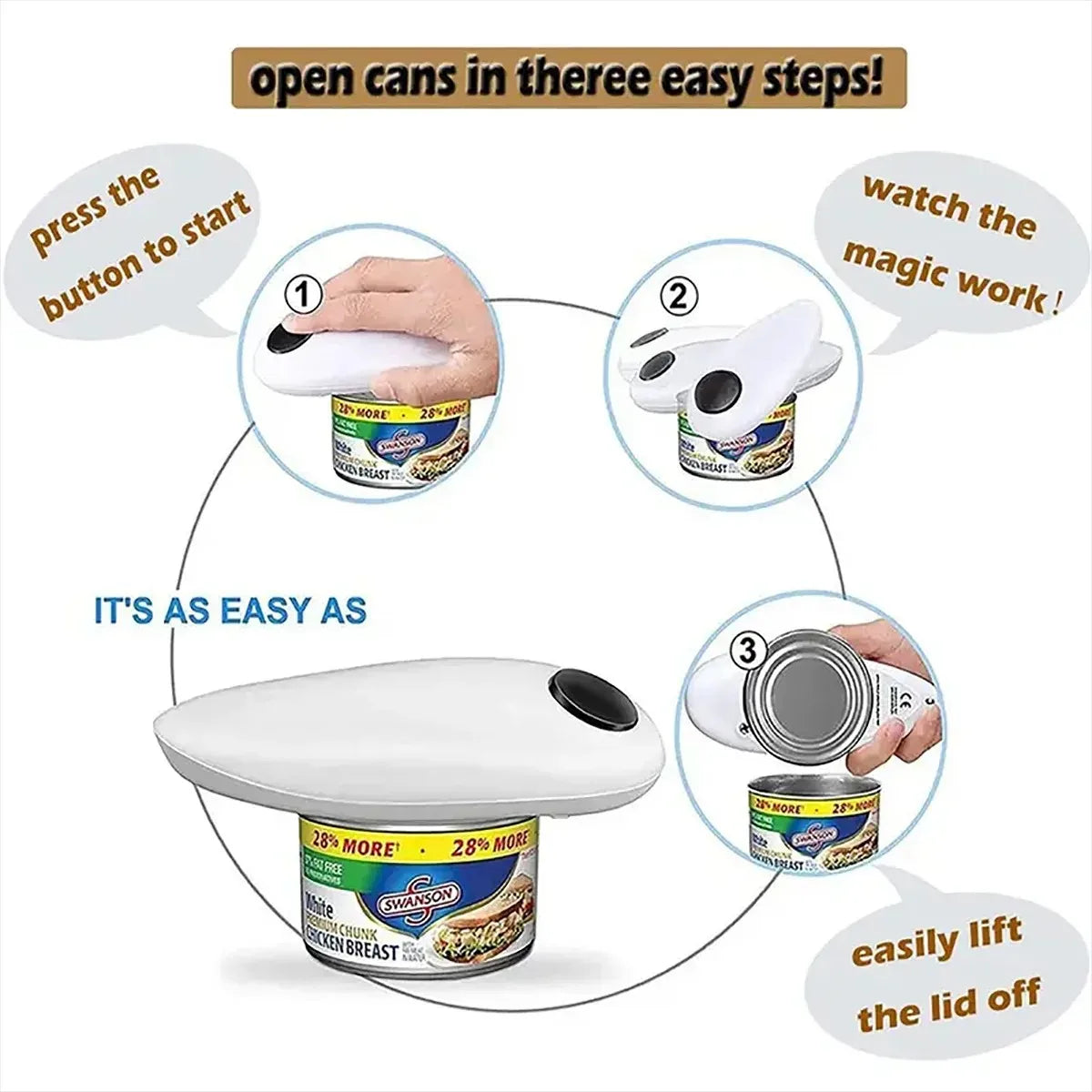 One-Touch Automatic Can & Jar Opener
