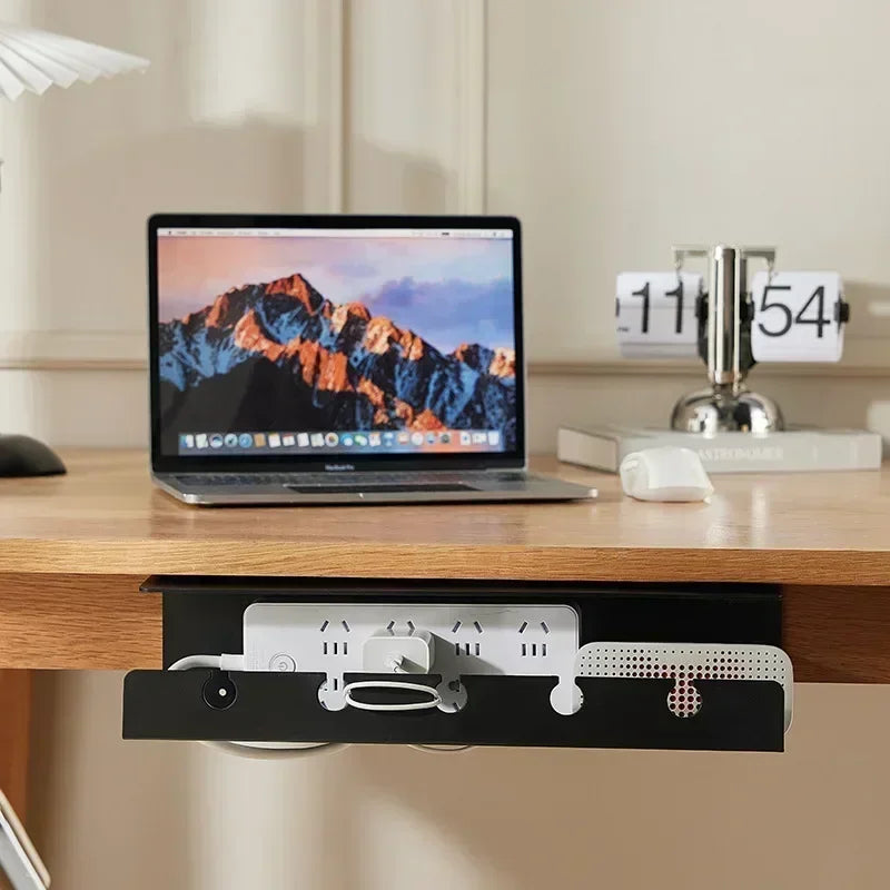 No-Drill Under-Desk Cable Management Tray with Clamp