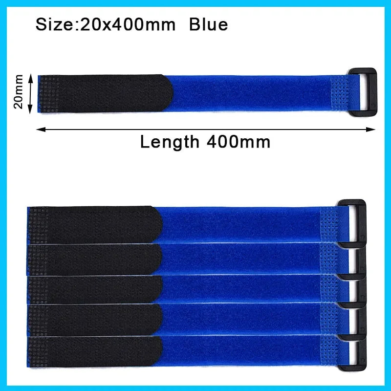 Reusable Hook-and-Loop Cable Tie Straps – 10-Pack Adjustable Nylon Cord Organizers, Black (20x300mm)