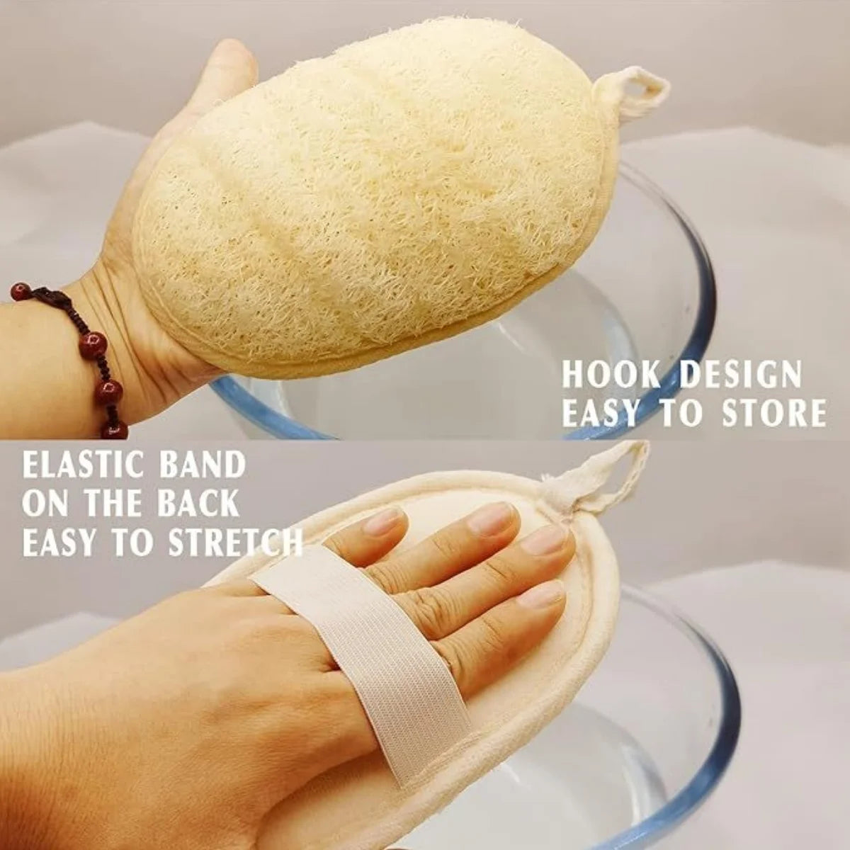 Exfoliating Loofah Back Scrubber Strap 2-Pack — Shower Bath Belt for Back Washing