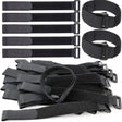 Reusable Hook-and-Loop Cable Tie Straps – 10-Pack Adjustable Nylon Cord Organizers, Black (20x300mm)
