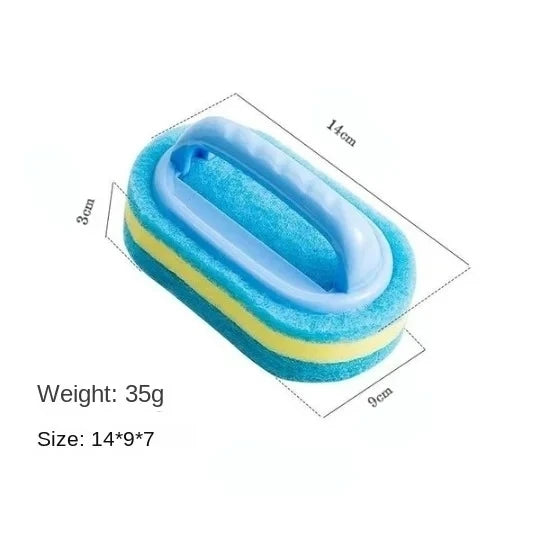 Handheld Magic-Sponge Scrub Brush with Handle for Tub, Tile & Sink