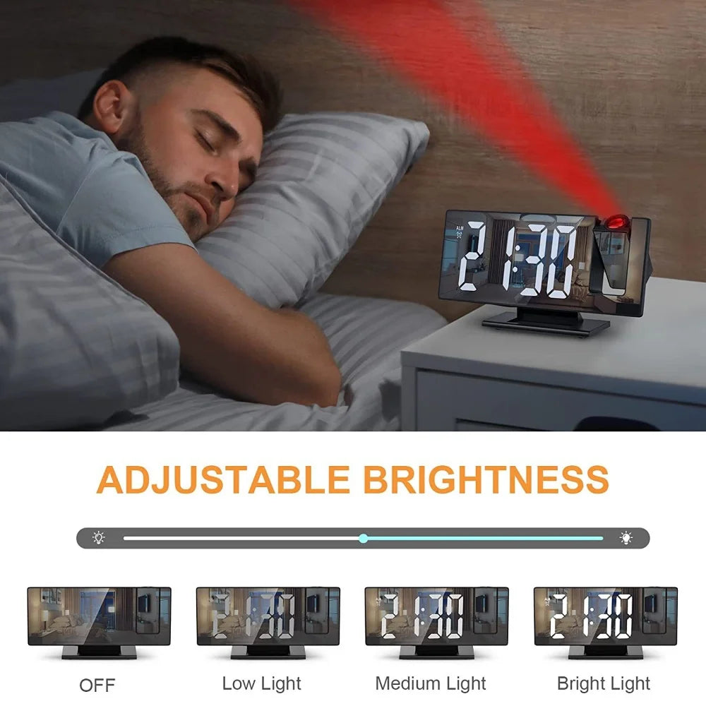 Projection Alarm Clock — 180° Ceiling Display