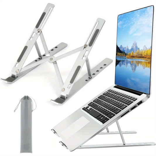 Foldable Adjustable Aluminum Laptop Stand, 6-Level Height, Ventilated, Fits 8–16 Inch Laptops