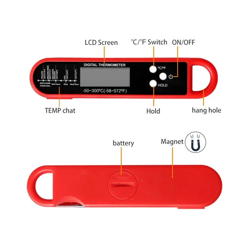Instant-Read Digital Meat Thermometer — Waterproof