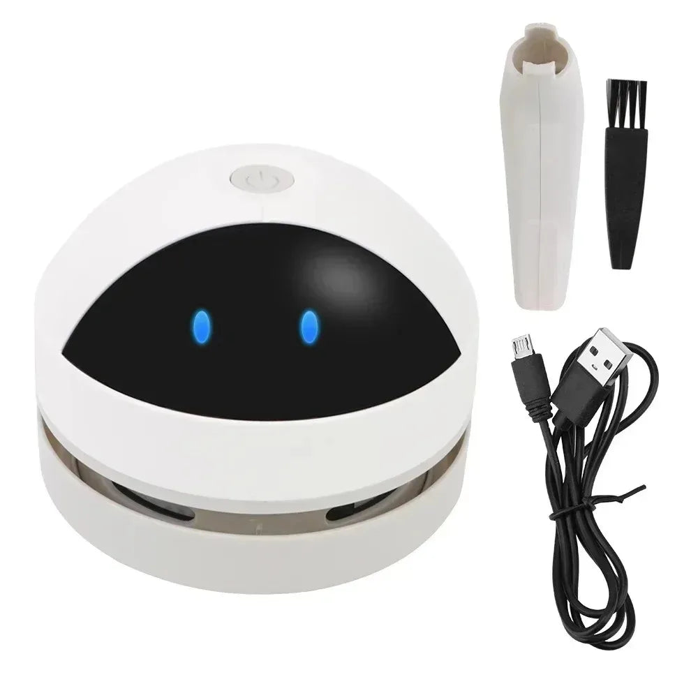Mini Desk Vacuum Cleaner USB Rechargeable Cordless — Table Crumb & Dust Sweeper with Detachable Nozzle