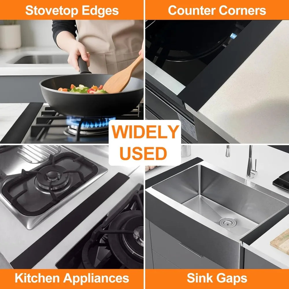 Silicone Stove Gap Covers 2-Pack — Heat-Resistant Counter Gap Filler Strip