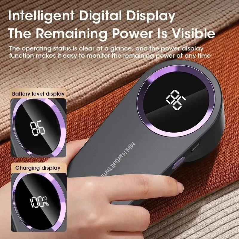 USB Rechargeable Electric Lint Remover with LED Display — Fabric Shaver for Clothes