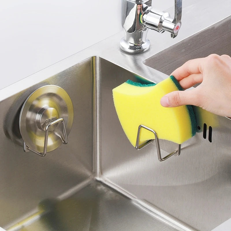 Adhesive Stainless-Steel Sponge & Dishcloth Holder Rack for Kitchen Sink