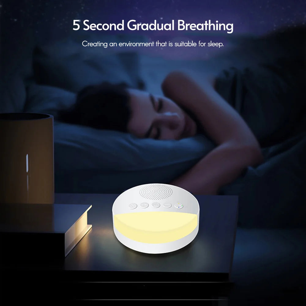 Portable White Noise Sleep Sound Machine — Night Light & Timer