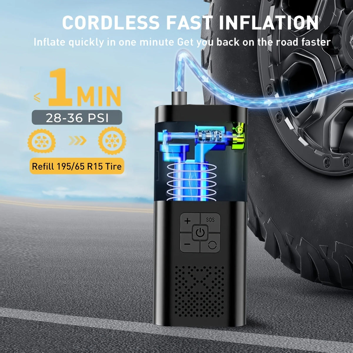 Cordless Tire Inflator — 150 PSI Digital Gauge