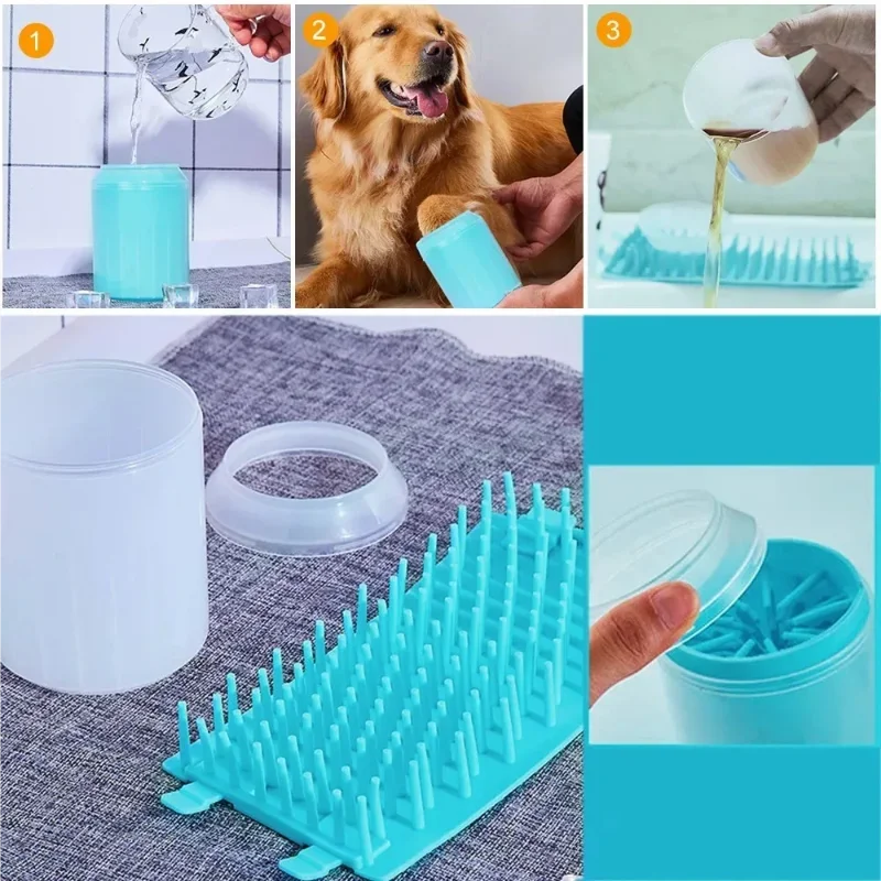 Pet Paw Cleaner Cup with Soft Silicone Bristles, Medium — Muddy Paw Washer