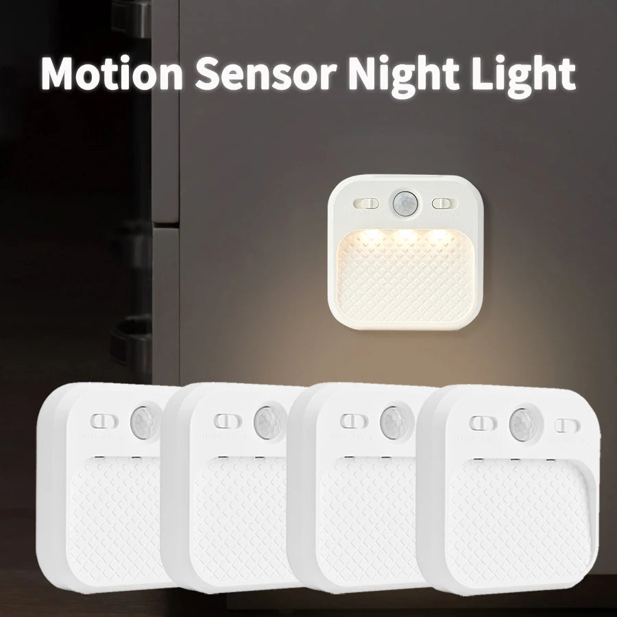 Motion-Sensor LED Night Light — 3-Color-in-1 Stick-On Light for Closets & Hallways