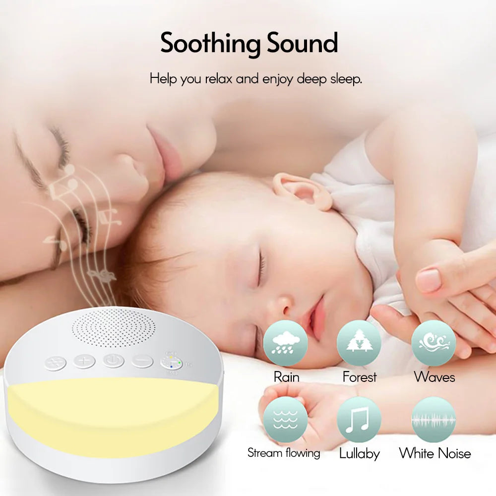 Portable White Noise Sleep Sound Machine — Night Light & Timer
