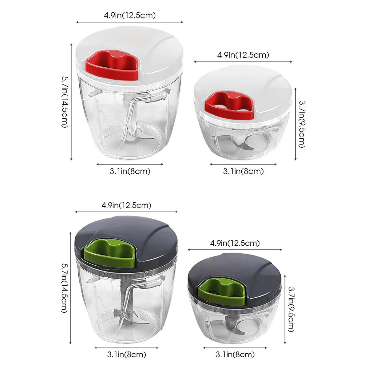 Manual Pull-String Food Chopper 600ml — Vegetable Cutter for Onion, Garlic & Herbs