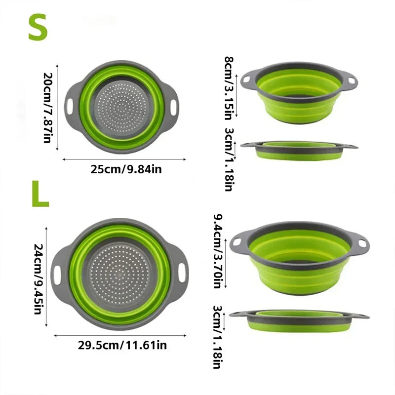 Collapsible Silicone Colander — Foldable Space-Saving Strainer