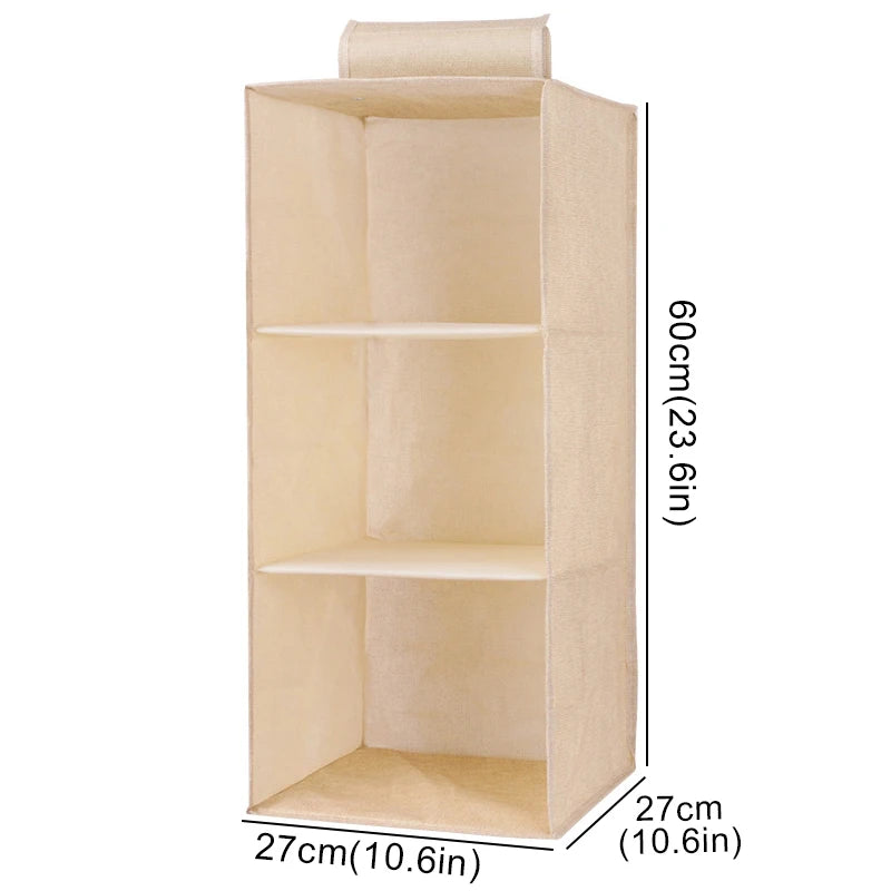 Cotton Hanging Closet Organizer — Drawer-Style Storage with Pockets