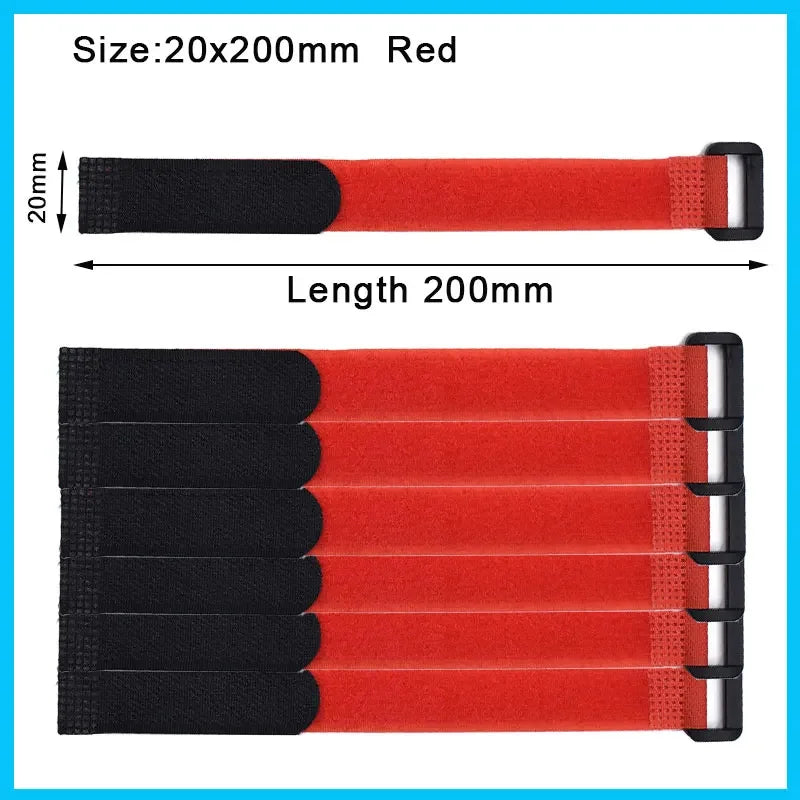 Reusable Hook-and-Loop Cable Tie Straps – 10-Pack Adjustable Nylon Cord Organizers, Black (20x300mm)