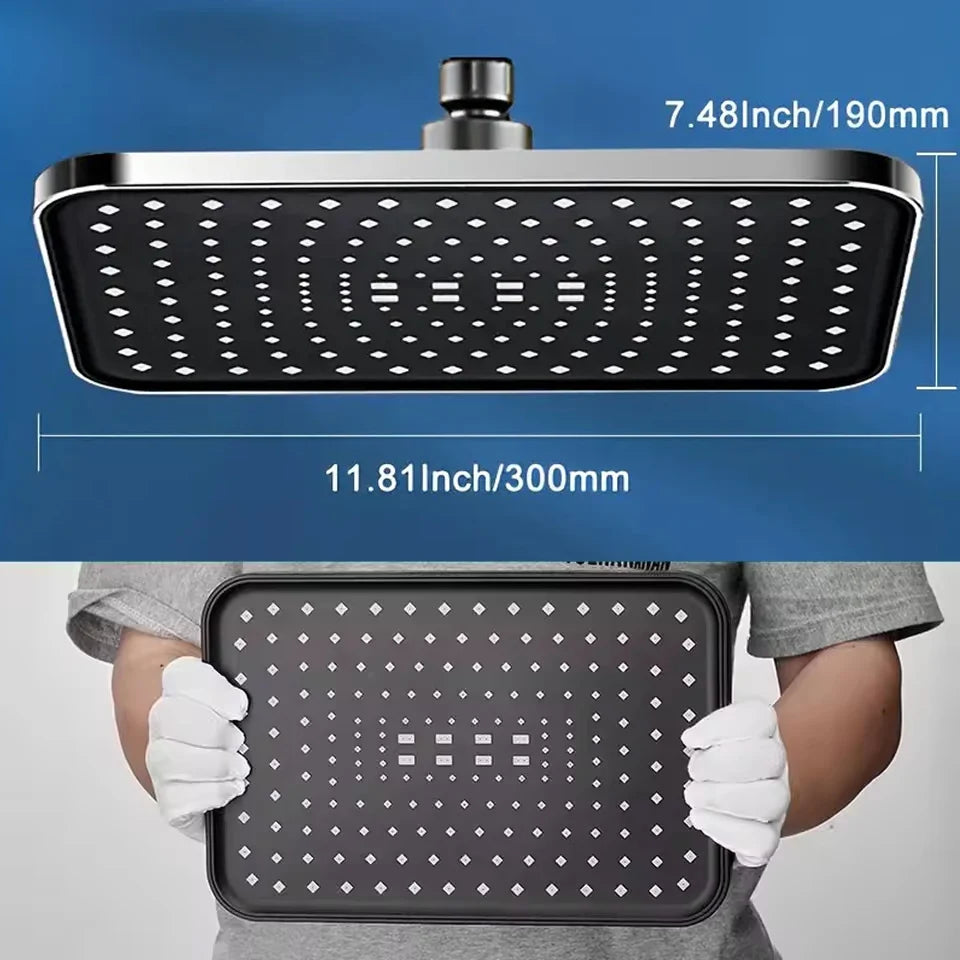 High-Pressure Rainfall Shower Head — 30cm