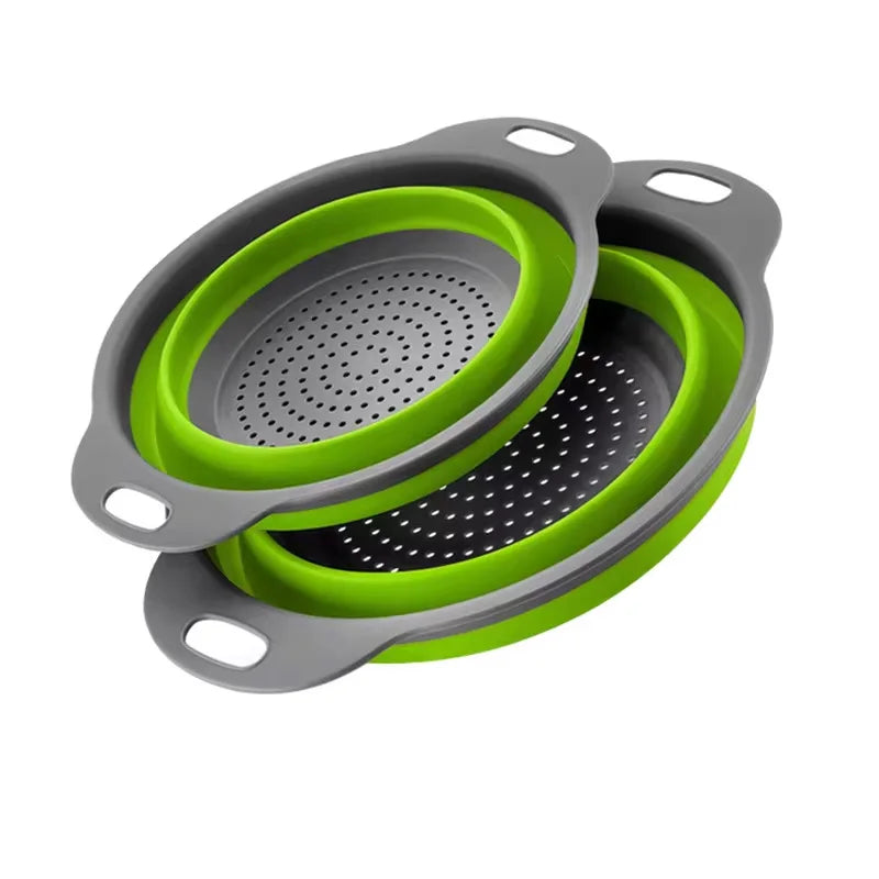 Collapsible Silicone Colander — Foldable Space-Saving Strainer