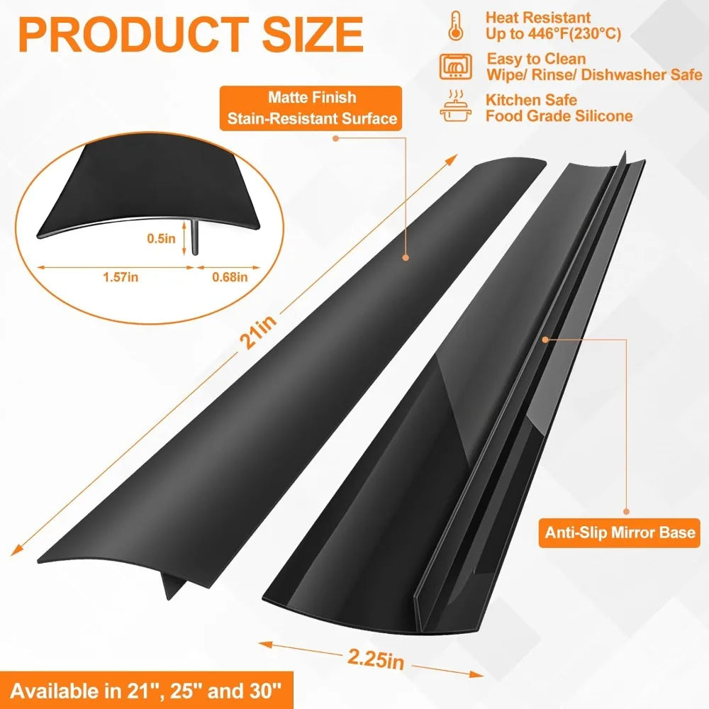Silicone Stove Gap Covers 2-Pack — Heat-Resistant Counter Gap Filler Strip