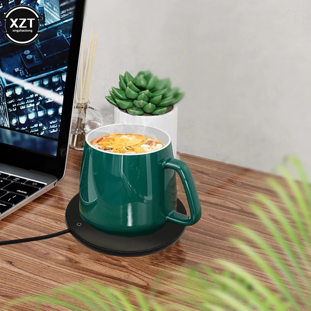 USB Smart Thermostatic Coffee Mug Warmer – 3-Temp Portable Cup Heater