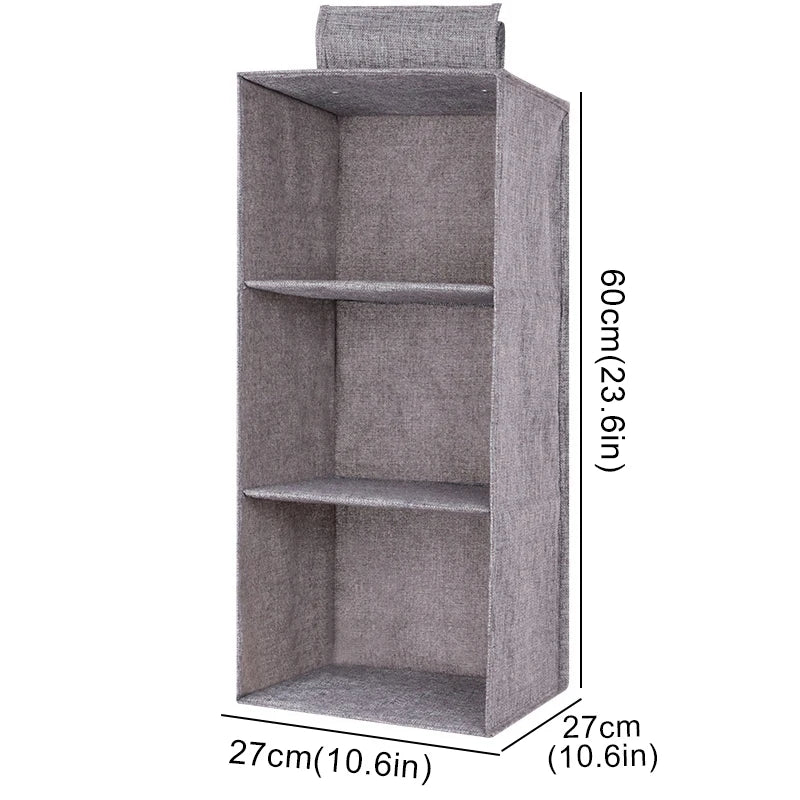 Cotton Hanging Closet Organizer — Drawer-Style Storage with Pockets