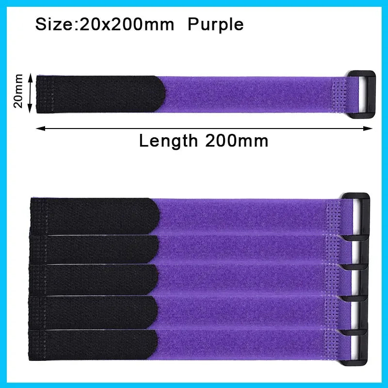 Reusable Hook-and-Loop Cable Tie Straps – 10-Pack Adjustable Nylon Cord Organizers, Black (20x300mm)