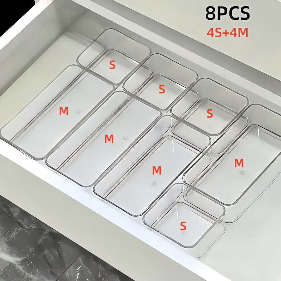 Clear Desk Drawer Organizer Set — 7-Piece Tray Kit