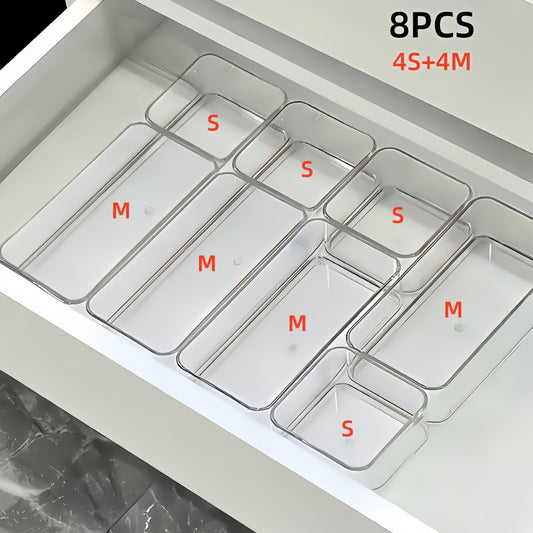 Clear Desk Drawer Organizer Set — 7-Piece Tray Kit