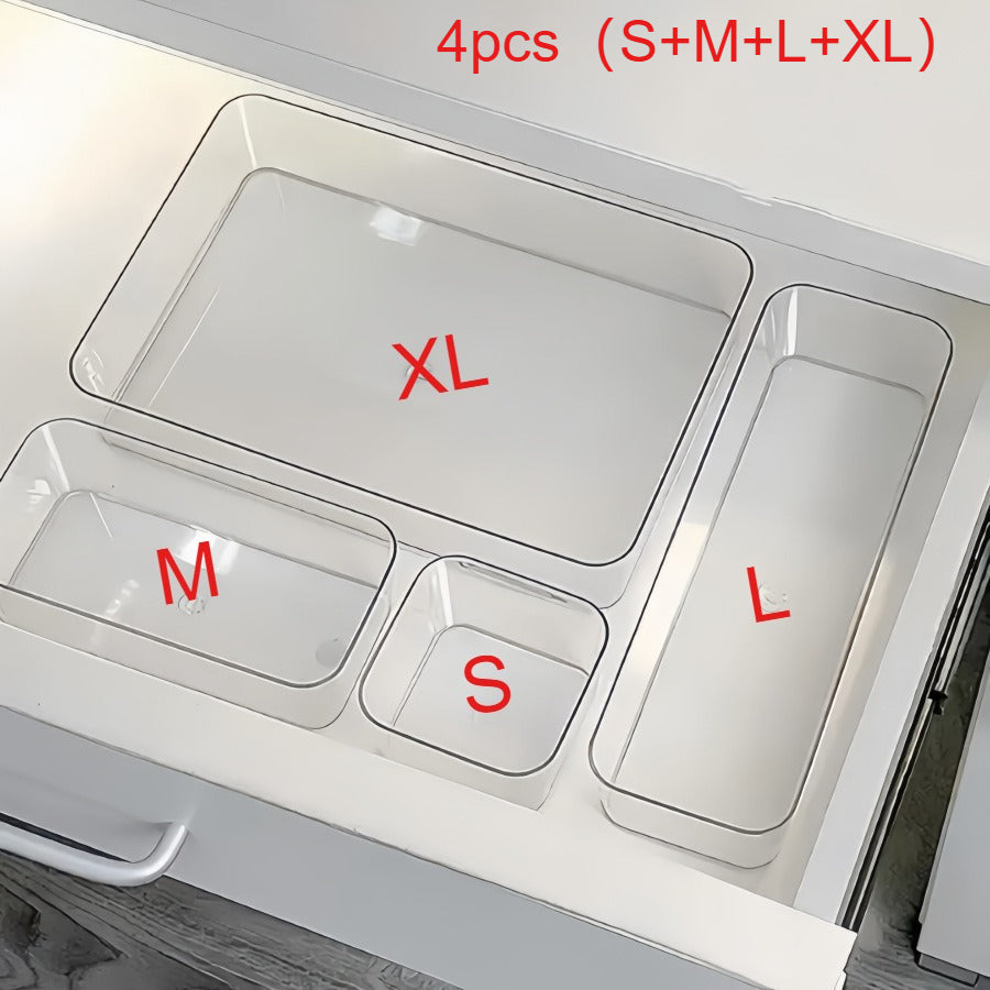 Clear Desk Drawer Organizer Set — 7-Piece Tray Kit