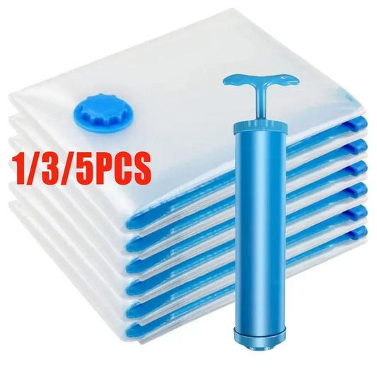 Space-Saver Vacuum Travel Bags — 3-Pack with Hand Pump