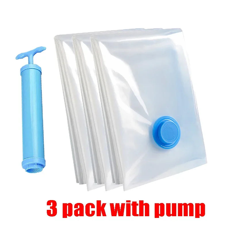 Space-Saver Vacuum Travel Bags — 3-Pack with Hand Pump